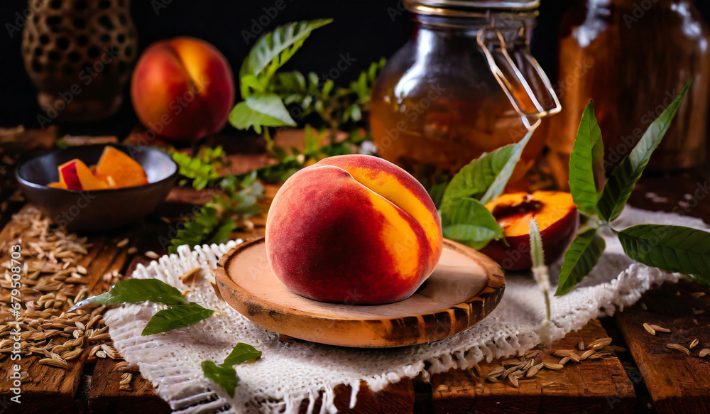 juicy Peach fruit, food photography, delicious, close up shot juicy Peach fruit, food photography, delicious, close up shot