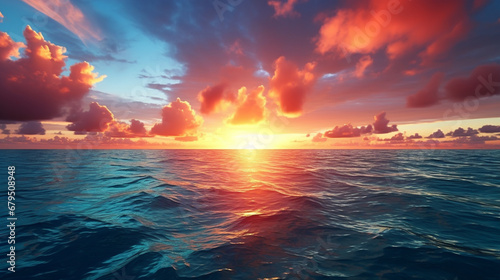 sunset over the sea HD 8K wallpaper Stock Photographic Image 