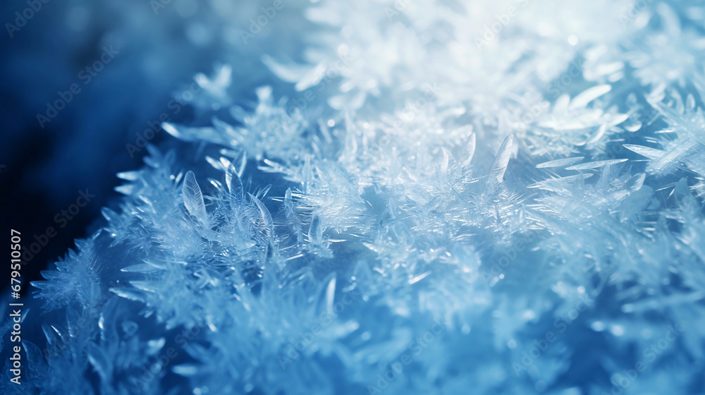 氷の結晶のアップ、冬の背景