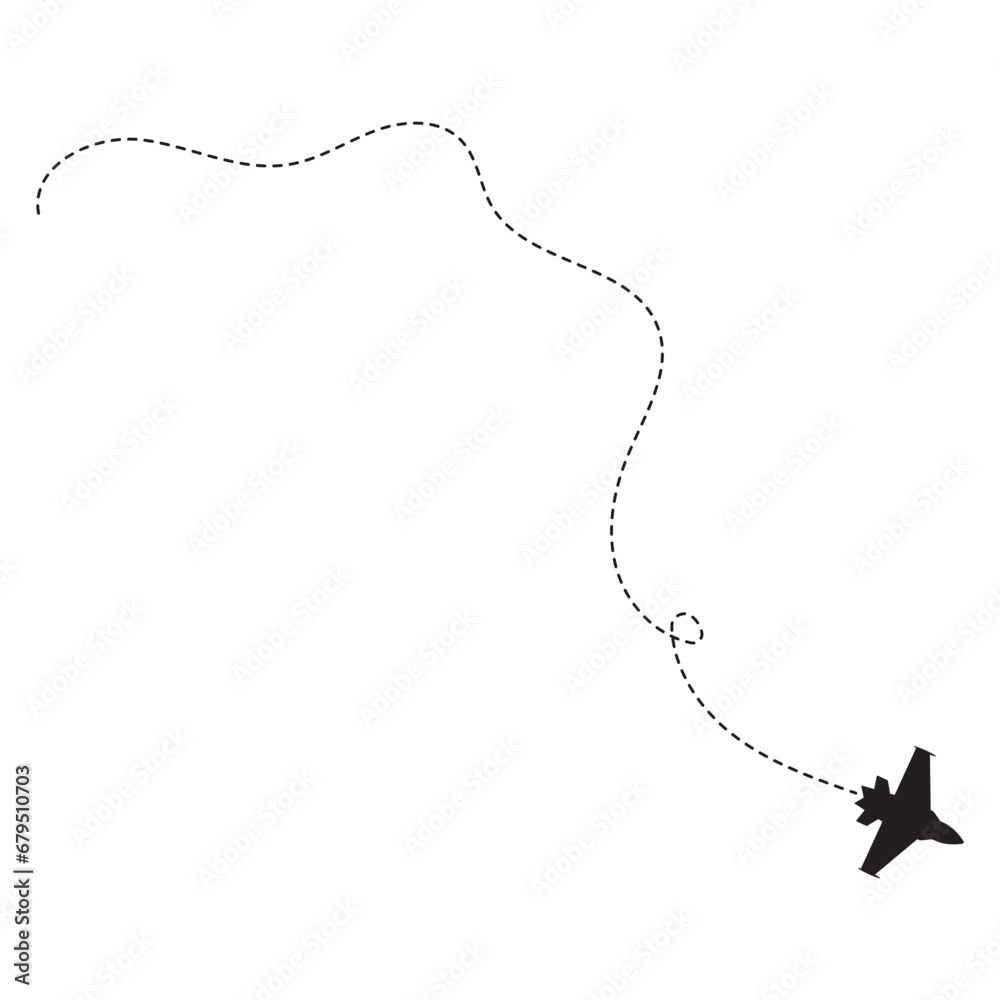 Airplane Travel Path Silhouette With Flat Design. Vector illustration. Airplane Travel Path Silhouette With Flat Design. Vector illustration.