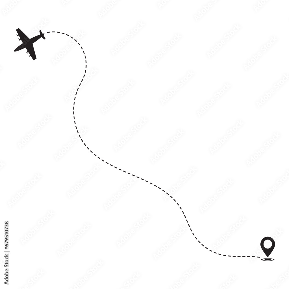 Airplane Travel Path Silhouette With Flat Design. Vector illustration. Airplane Travel Path Silhouette With Flat Design. Vector illustration.