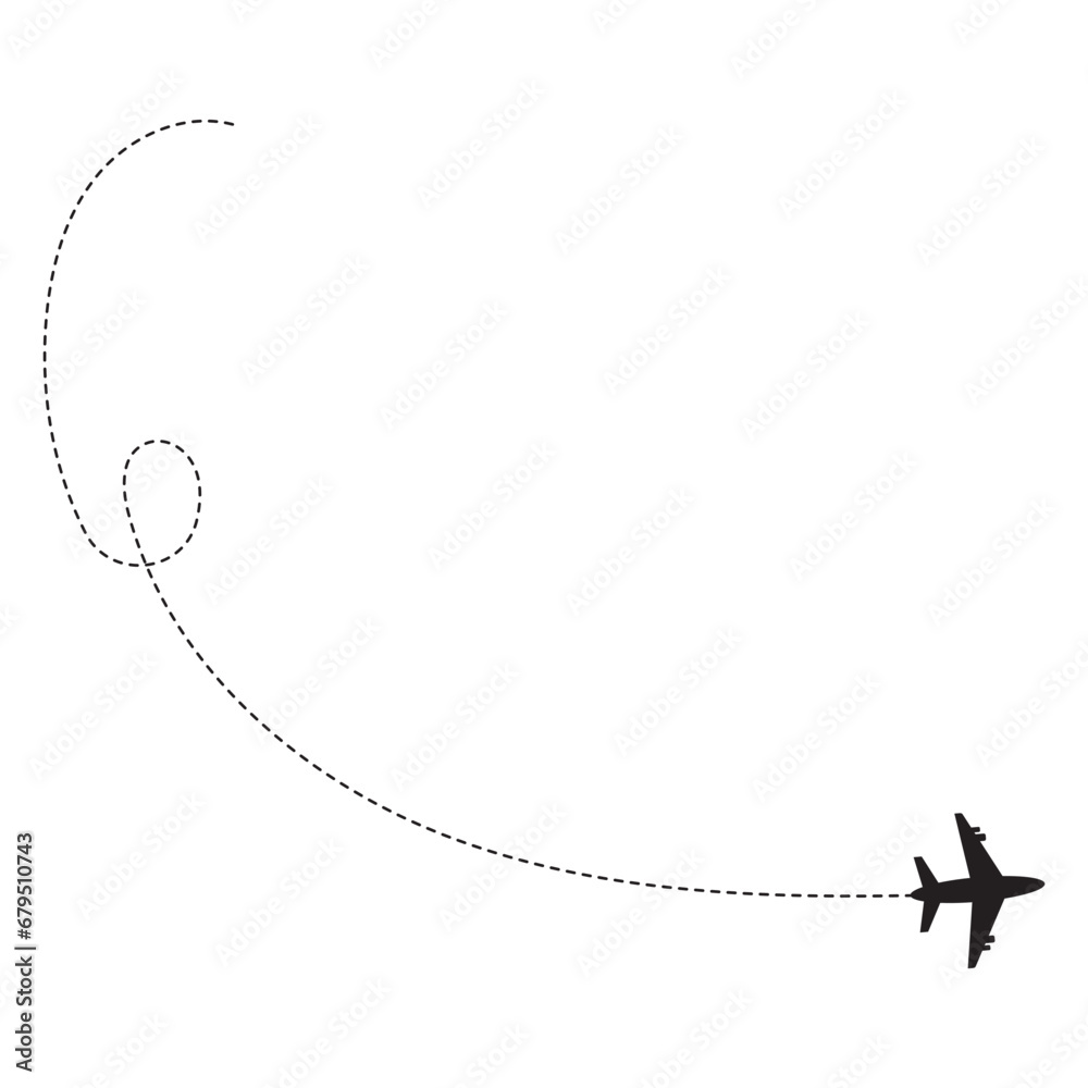 Airplane Travel Path Silhouette With Flat Design. Vector illustration. Airplane Travel Path Silhouette With Flat Design. Vector illustration.
