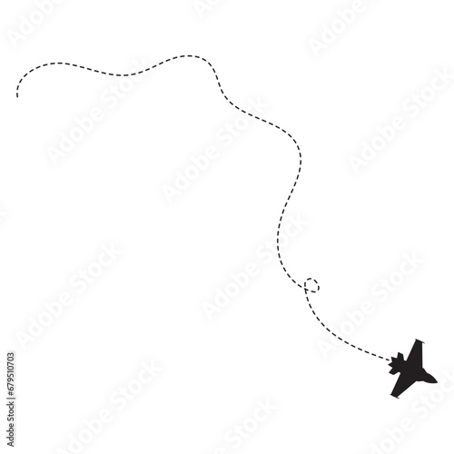 Airplane Travel Path Silhouette With Flat Design. Vector illustration. 