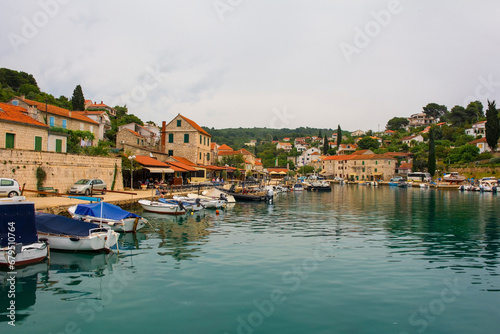 The historic port village of Maslinica on Solta Island in Split-Dalmatia County, Croatia