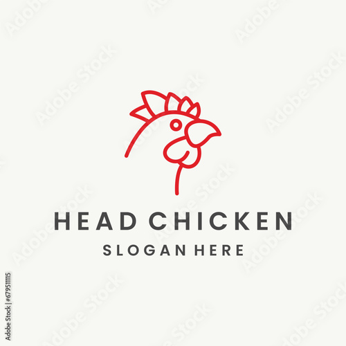 Head chicken logo icon design template flat vector