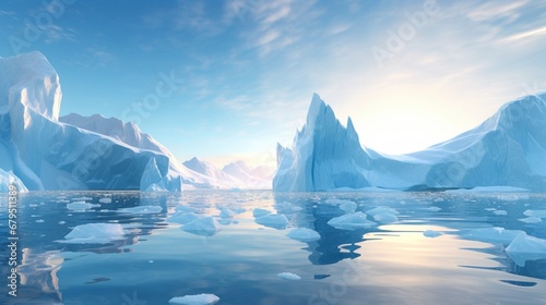 an iceberg calving in an artificial polar region