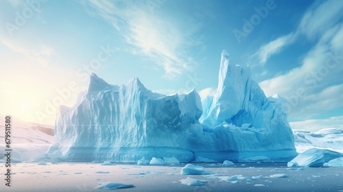 an iceberg calving in an unreal polar region