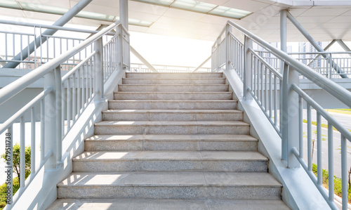 Stairs leading to pedestrian overpass