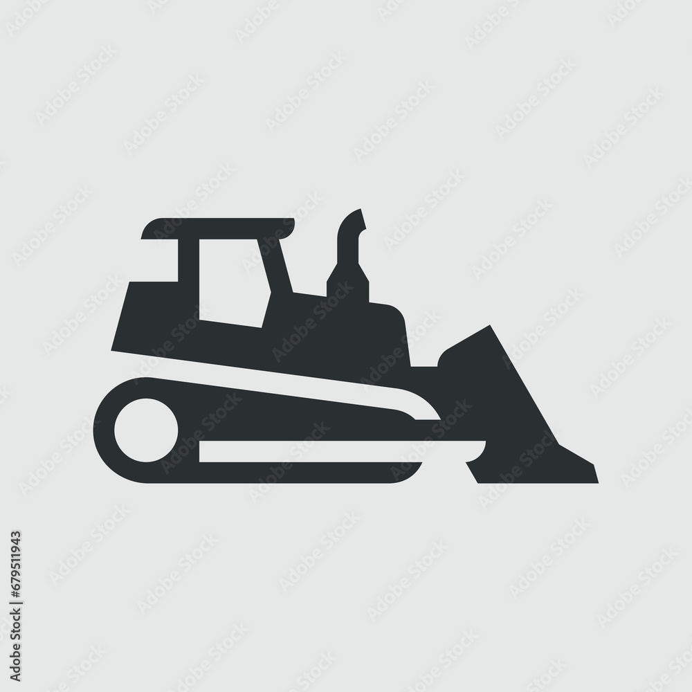 Bulldozer. Simple shape vector icon