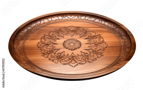 Artisan Tea Tray with Inlaid Patterns On Transparent PNG