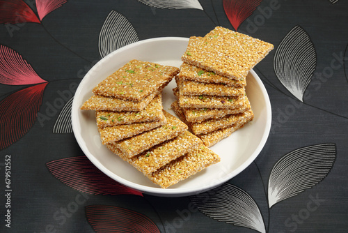 Gajak, Made with sesame seeds, jaggery photo