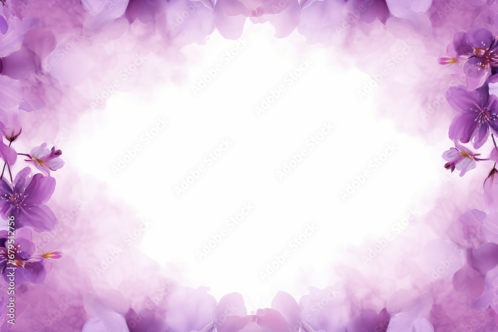 purple cherry blossom flowers background frame, Generative AI