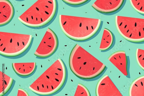 Summer watermelon seamless pattern background. Generative AI