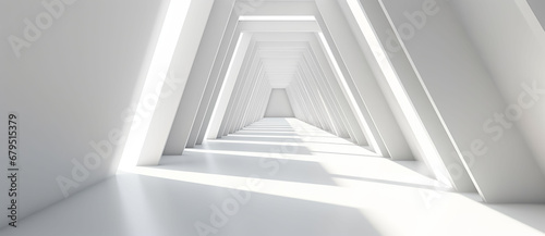 Abstract futuristic light corridor interior, Modern minimal background, 3D Rendering.