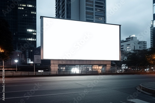 Billboard mockup a big blank billboard in a city. Generative AI