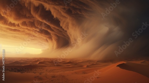 an sandstorm raging across an uninhabited synthetic desert