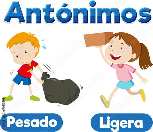 Pesado y Ligera: Education Antonyms in Spanish heavy and light photo