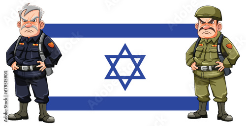 Israeli Soldier Standing Proudly Next to Flag