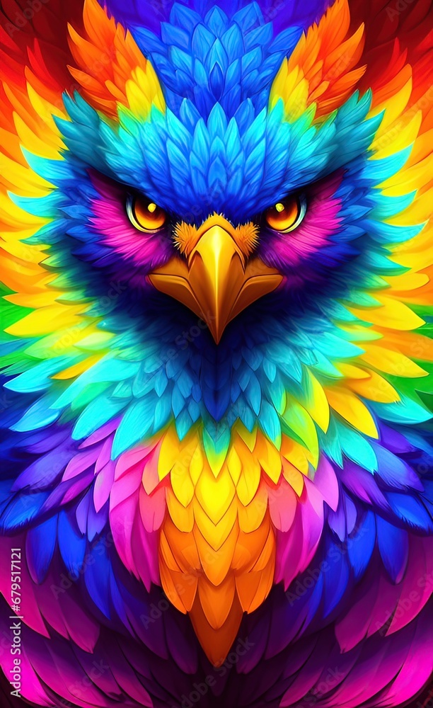 Fototapeta premium Abstract background with colorful bird of prey. AI