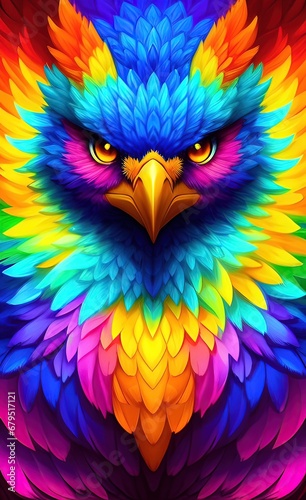 Abstract background with colorful bird of prey. AI © vvicca