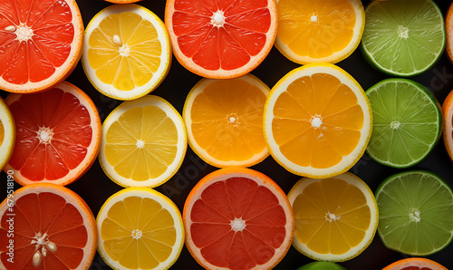 colorful array of citrus fruit circle slices