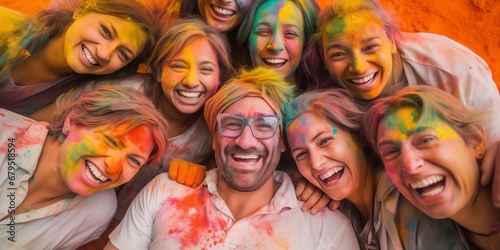 A group of friends enjoying Holi festival