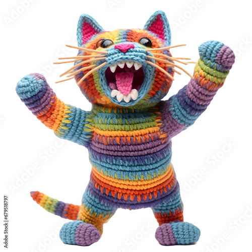 カラフルな編みぐるみ猫 © 昂 河田