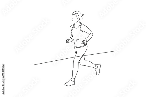 diet woman with running activity. Minimalist running sport concept.