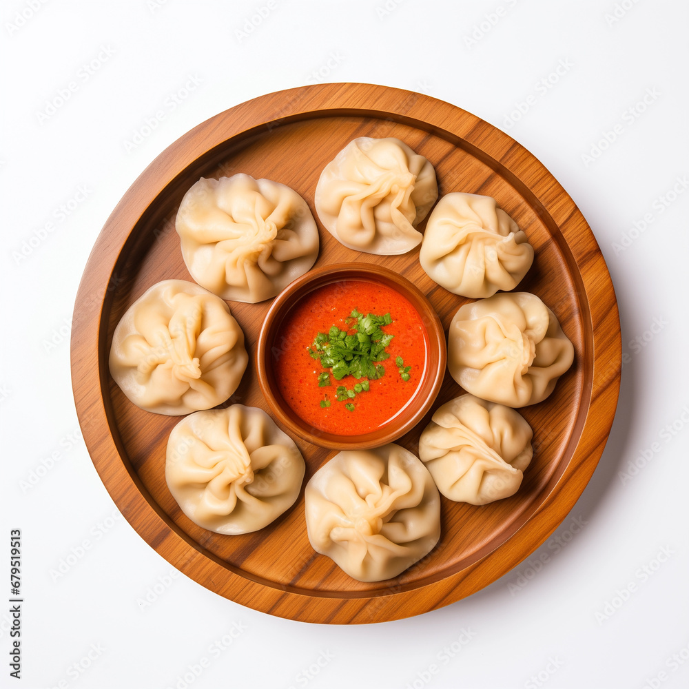 Top view dumplings isolated on a white background