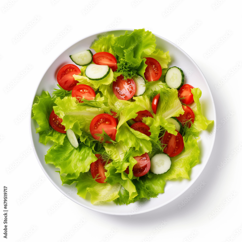Salad isolated white background