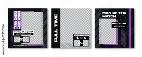 Sport social media post template , Football Match day , Full time , Next match	