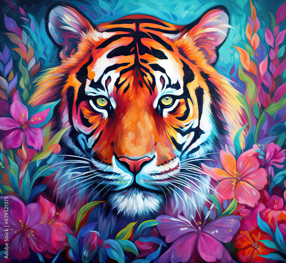 Tiger Floral Illustration