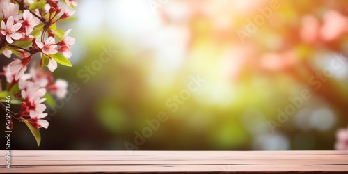 empty wooden tabletop with blurred winter background