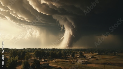 Explore a future scenario where weather modification technology attempts to divert a potentially devastating tornado photo