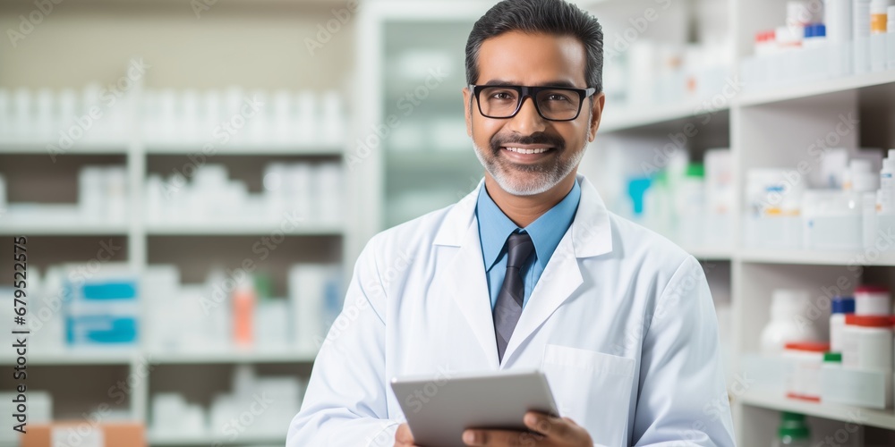 Portrait of a pharmacist in a pharmacy