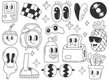 Set of Retro Cartoon Doodle Design Elements