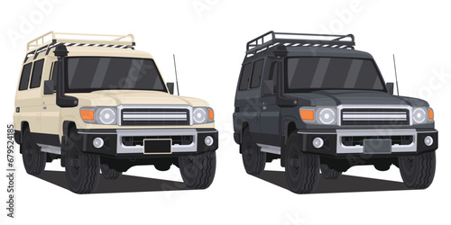  Old SUV Offroad Vehicle Vector Illustration