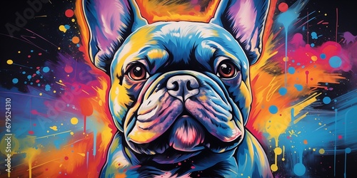 vibrant and colorful dog poster