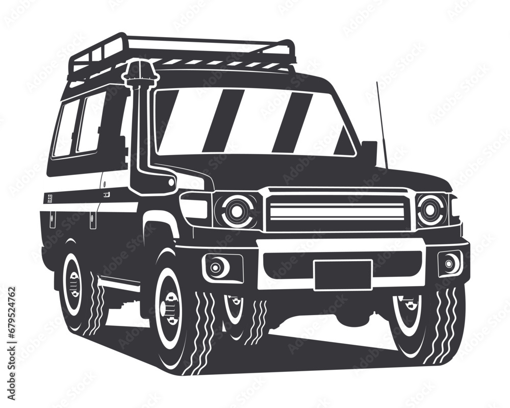 SUV Offroad Vehicle Silhouette Vector Illustration EPS