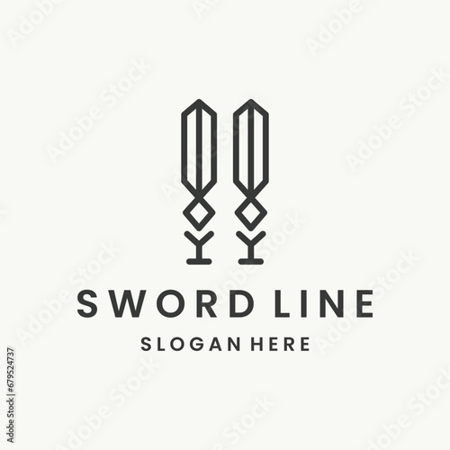 sword logo icon design template flat vector