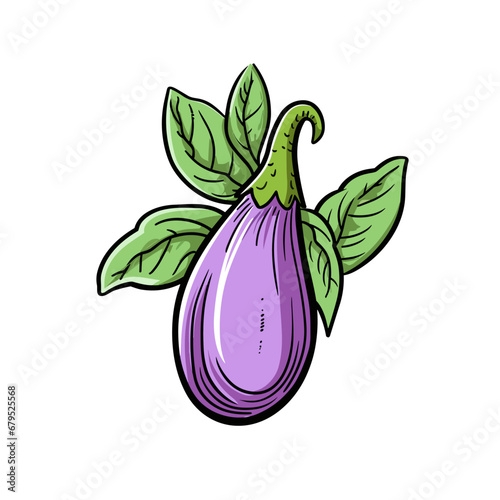 Egg Plant hand-drawn illustration. Egg Plant. Vector doodle style cartoon illustration