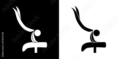 Pictogrammes représentant un gymnaste pratiquant la table de saut, une des disciplines des compétitions de la gymnastique artistique catégorie homme. photo