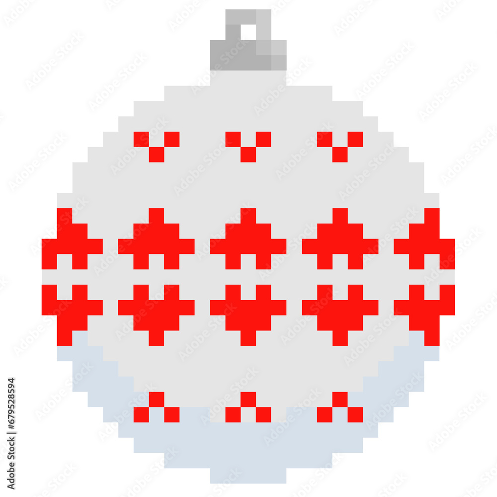 Obraz premium Pixel Christmas white ball