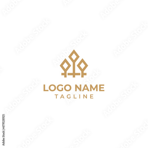 Vintage steel gate line icon. Luxury real estate logo.
