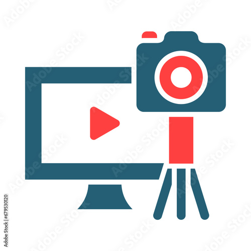 Video Blogger Glyph Two Color Icon Design
