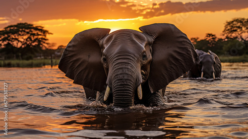African forest elephant in water © PaulShlykov