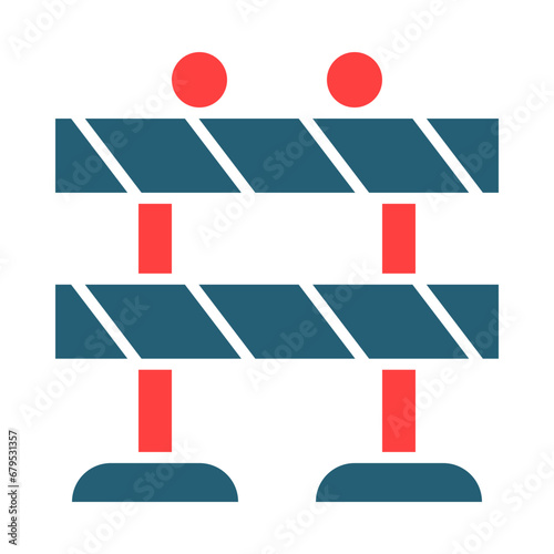 Barricade Glyph Two Color Icon Design