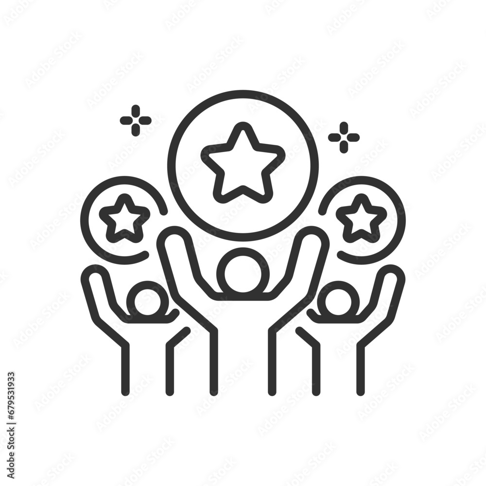 People love bonus points, linear icon, loyalty program. Line with editable stroke People love bonus points, linear icon, loyalty program. Line with editable stroke