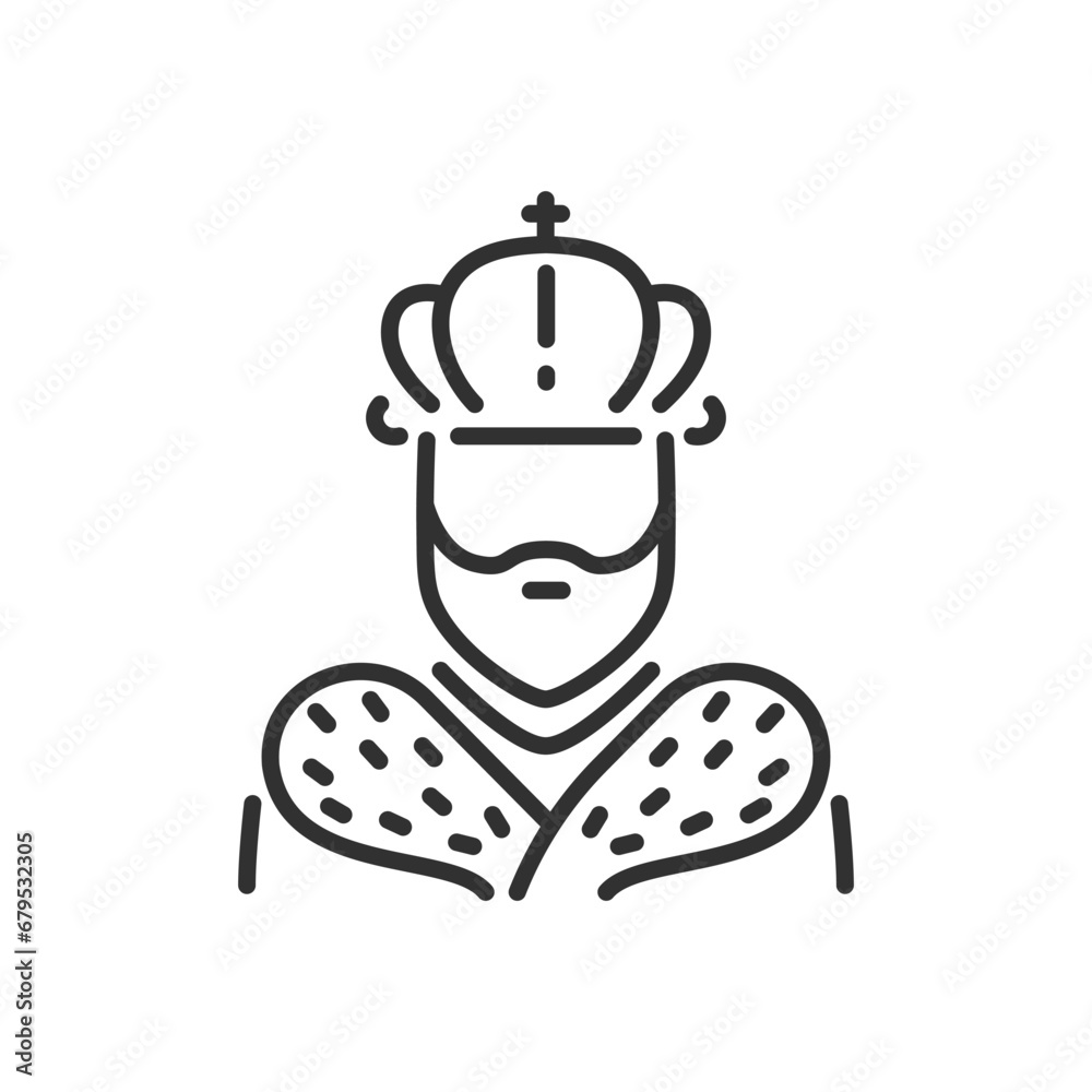 King, linear icon. Line with editable stroke