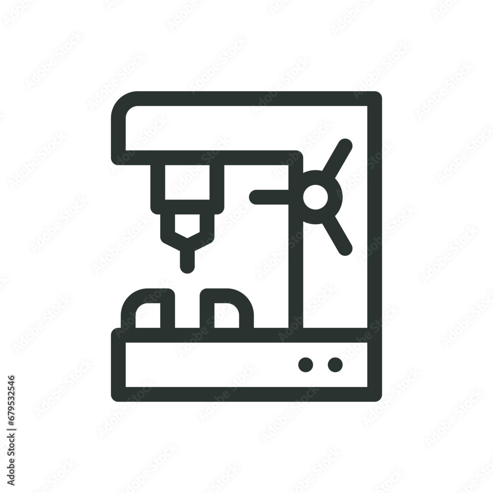 Milling machine isolated icon, industrial drilling machine vector icon with editable stroke Milling machine isolated icon, industrial drilling machine vector icon with editable stroke